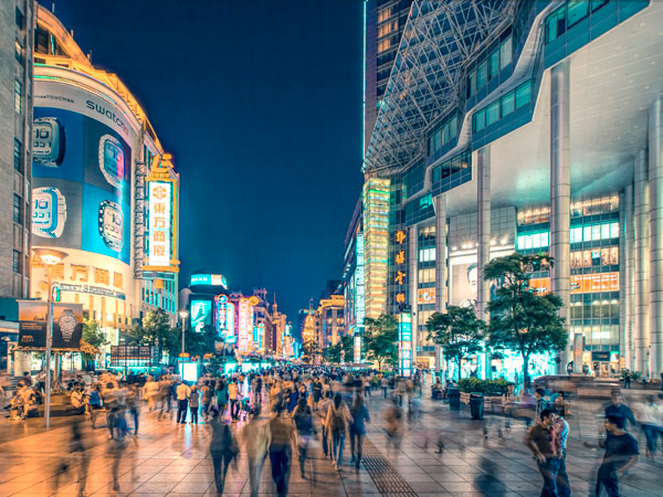 Shopping in Nanjing Road in Shanghai Shopping in Nanjing Road